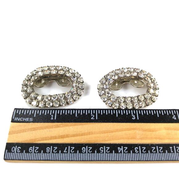 Vintage Wedding Shoe Clips, Rhodium Plated, 1950s MUSI Clear Rhinestones - Picture 4 of 10